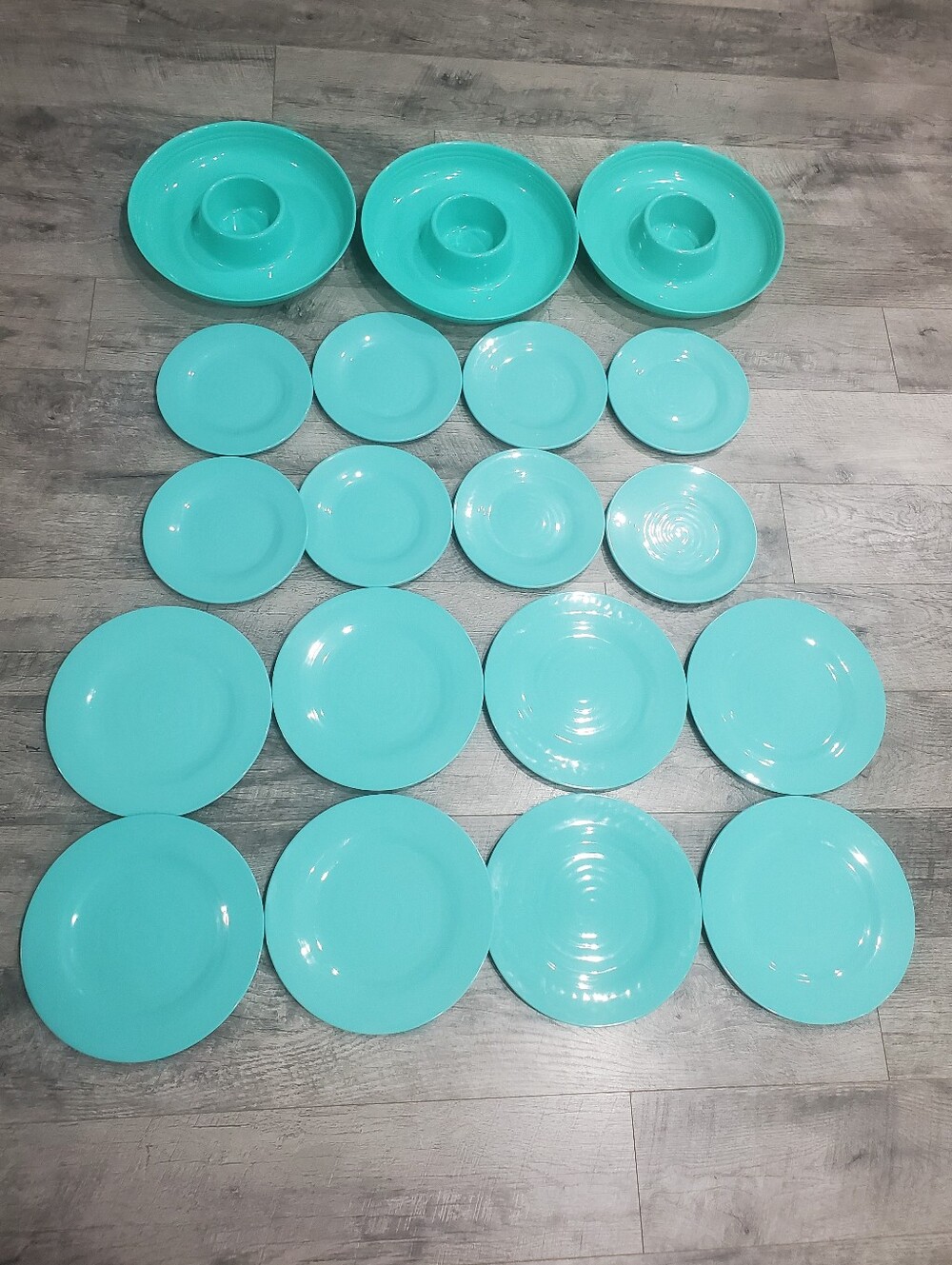 Teal Melamine Plates And Serving Trays